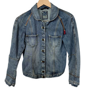 Marithe Francois Girbaud Avant Garde Cropped Denim Jacket Button Down Medium